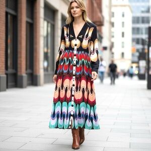 L’ATISTE by AMY  geometric maxi dress size medium